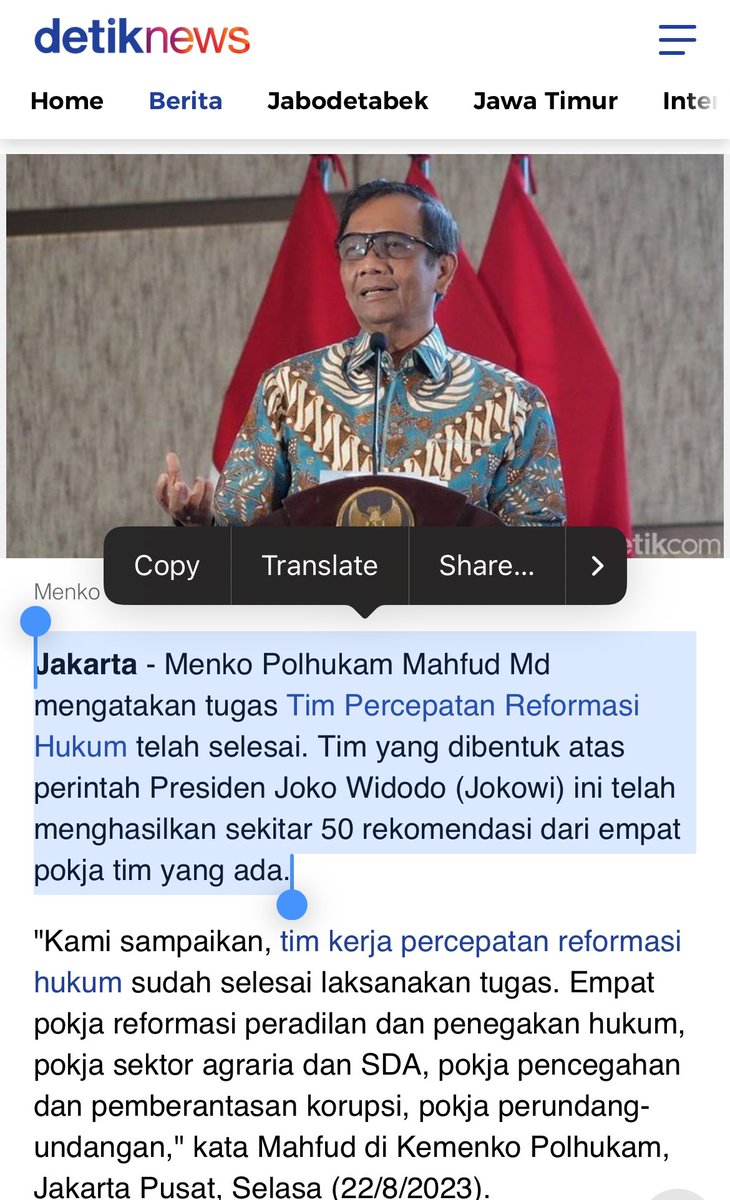 <a href="/fadlizon/">FADLI ZON</a> <a href="/mohmahfudmd/">Mahfud MD</a> Tim Percepatan Reformasi Hukum dibentuk atas perintah Presiden Joko Widodo (anaknya sedang jadi Cawapres Prabowo) kepada Menkopolhukam, Prof. <a href="/mohmahfudmd/">Mahfud MD</a>.

Hasil brief tim Bapak kurang dalam mencari bahan. Countervideo-nya pun seragam seperti tweet Bapak (apakah arahan?).

👀👀