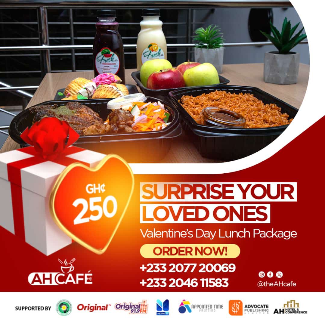 qweku_b's tweet photo. Crafted with Love, Shared with Joy!

Surprise your loved ones with our amazing Valentine's Day lunch package for GH¢250. 

Order now and ignite the romance! 

Contact us at  02077 20069 or +233 2046 11583
@AHHotelAfrica_ 
@theAHcafe 
#ValentinesDay #ValentinesGift #LunchPackage https://t.co/0TFeZWL0Sp