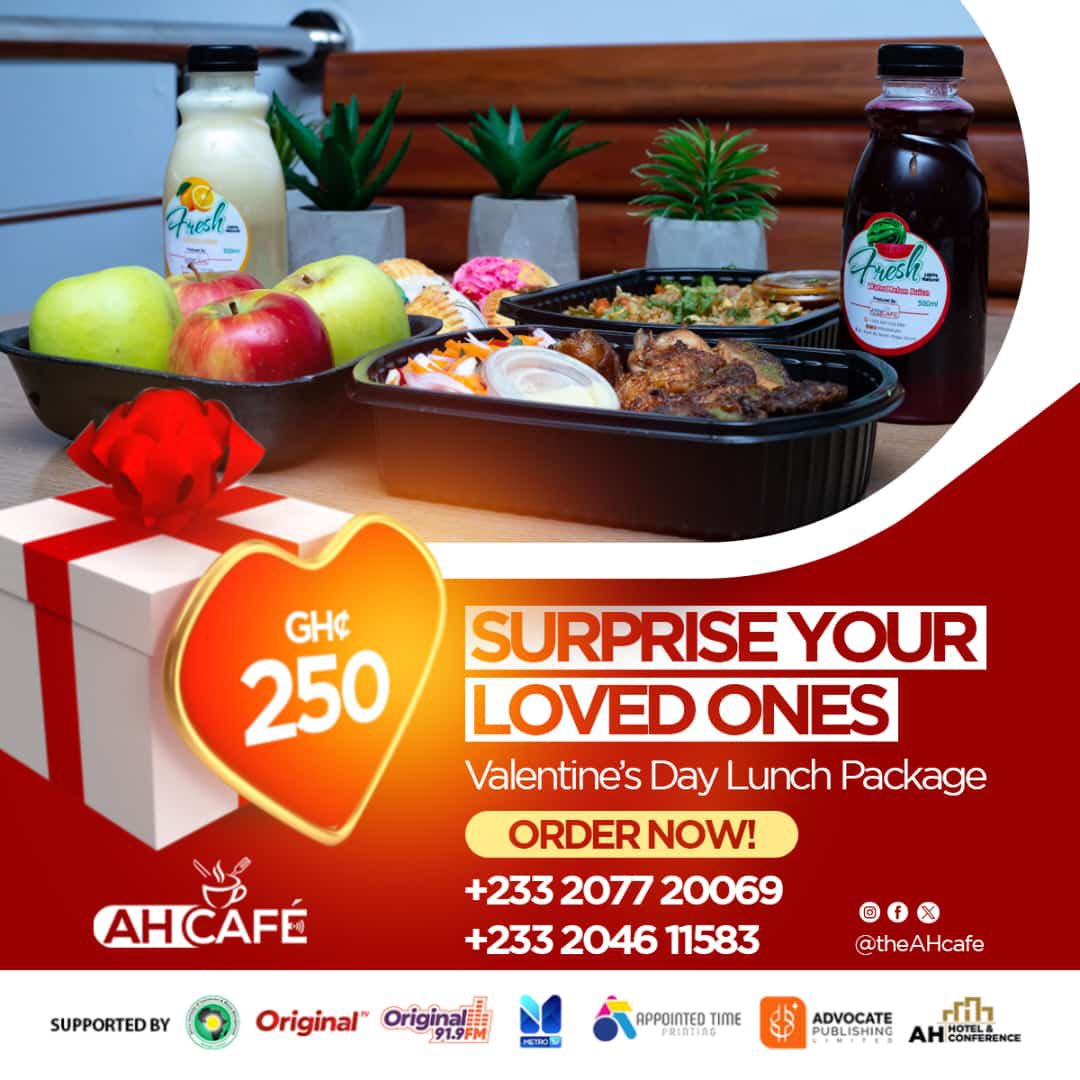 qweku_b's tweet photo. Crafted with Love, Shared with Joy!

Surprise your loved ones with our amazing Valentine's Day lunch package for GH¢250. 

Order now and ignite the romance! 

Contact us at  02077 20069 or +233 2046 11583
@AHHotelAfrica_ 
@theAHcafe 
#ValentinesDay #ValentinesGift #LunchPackage https://t.co/0TFeZWL0Sp