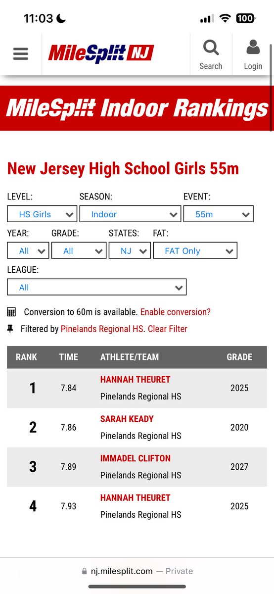 Broke my Highschools Record for the 55m Dash! #wintertrack #running #speed #softball #recruitme #uncommited