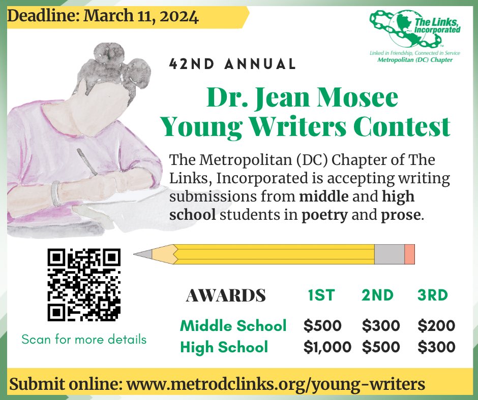 Calling all young writers! Please submit your entries online by the deadline: March 11, 2024.
metrodclinks.org/young-writers