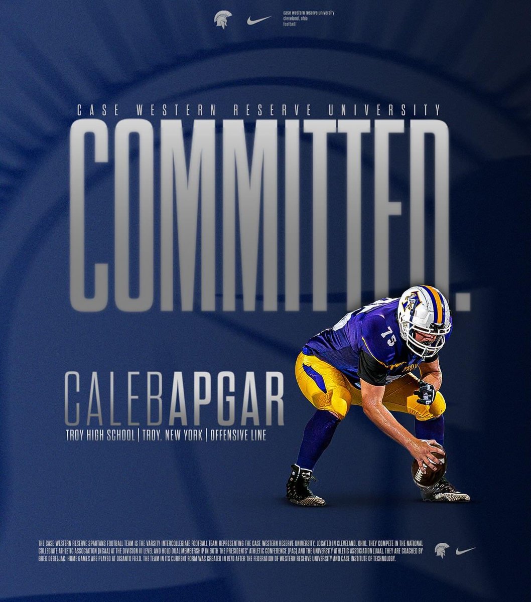 travisapgar's tweet photo. Caleb has committed to play football for Case Western Reserve University, and is excited to become a Spartan! #cwrufootball #cwruspartans #casewesternreserveuniversity https://t.co/I9UEfhmE4D