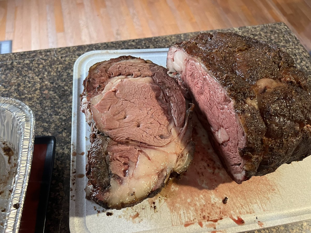 Spurge's tweet photo. @Trash_BBQ I went with smoked prime rib today. https://t.co/9ibx2bKo7Q