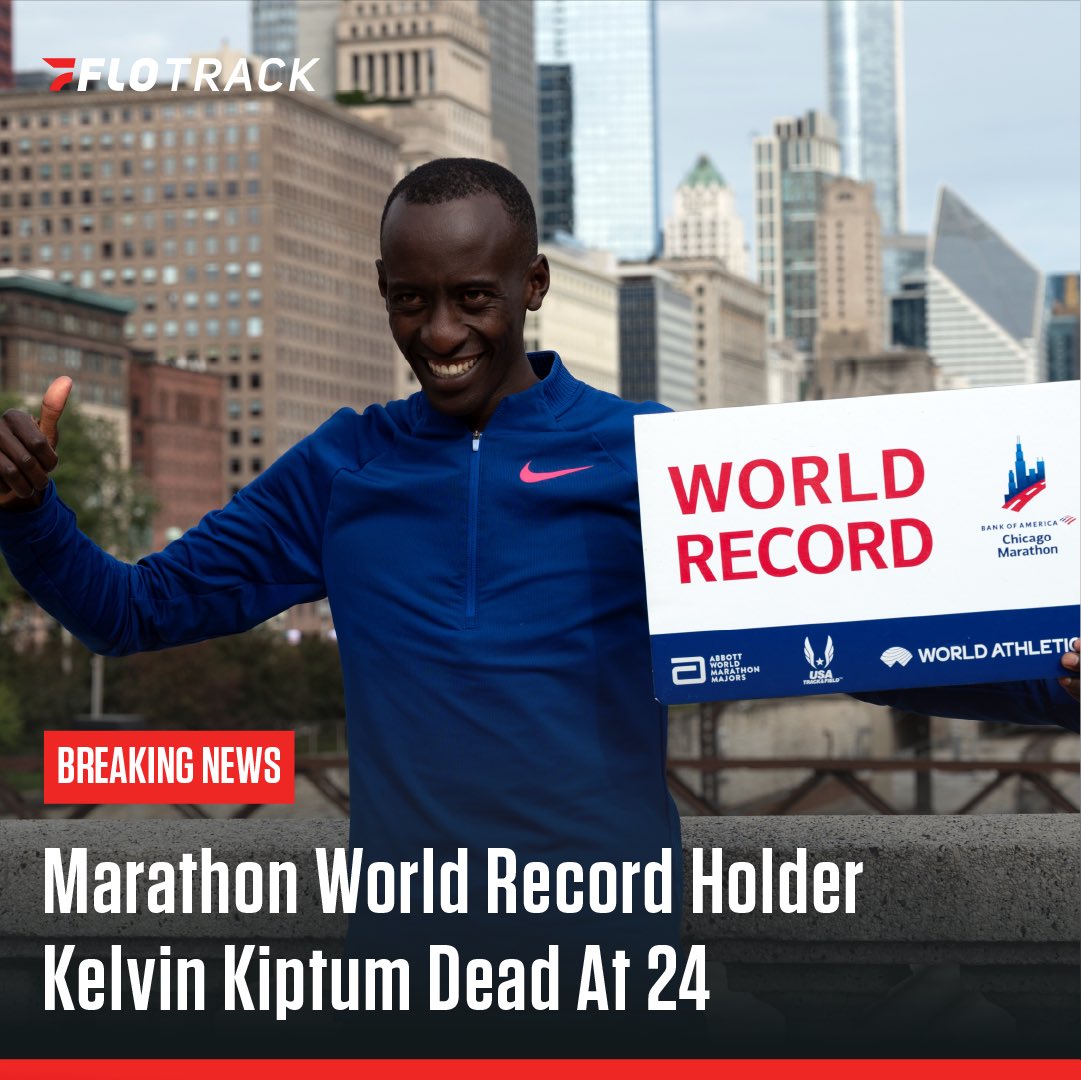Breaking news: Marathon world record-holder Kelvin Kiptum has died, per reports. He was 24 years old.

According to reports in Africa, Kiptum and his coach, Garvais Hakizaman, died in a fatal traffic accident in Kenya.

Kiptum shocked the world at the Chicago Marathon last
