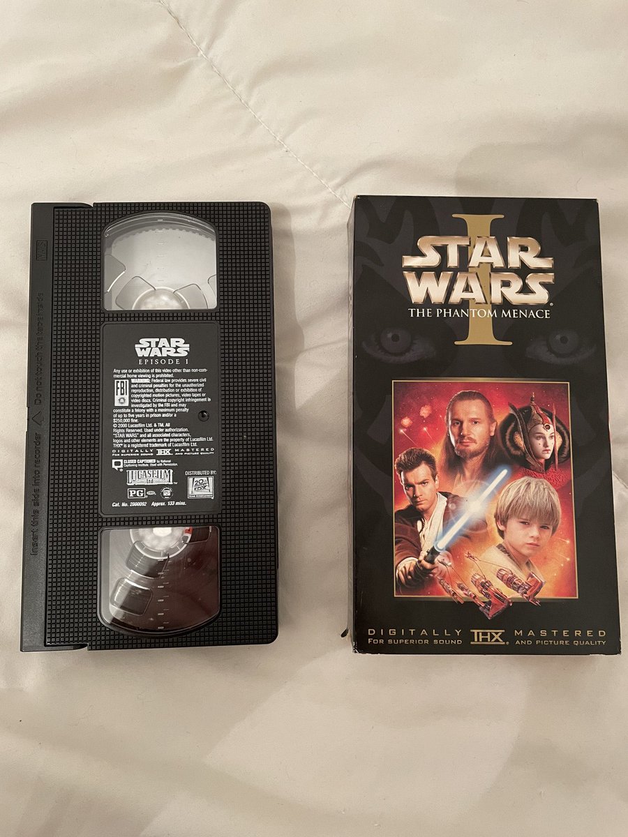 TPM_1999's tweet photo. So, here’s a little thread about my newly started and currently growing The Phantom Menace collection. It all started when I bought this VHS for 1€ at a flea market. Recently acquired the DVD and two of the 1999 KFC toys https://t.co/Bii2TpGMcD