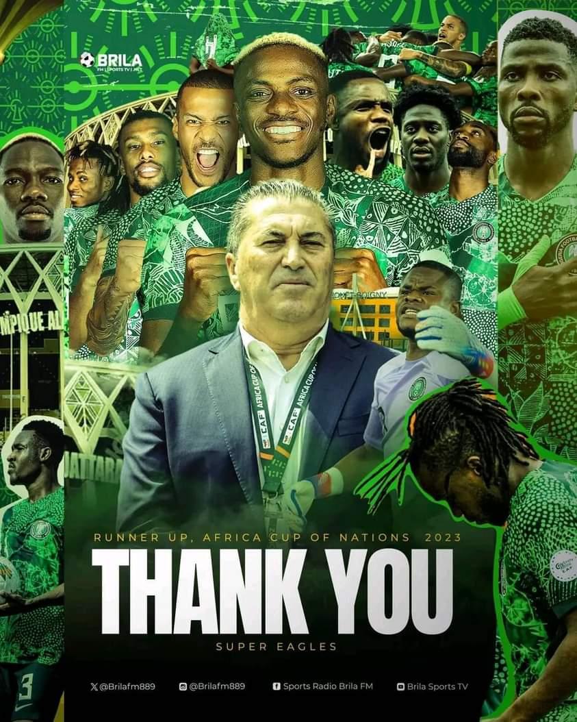 chriskohol's tweet photo. Super Eagles gave their all at the AFCON2023 Finals. Regardless special thanks to the team and congratulations to the Ivorians and the  elephants of Ivory Coast. 
#2023AFCON https://t.co/gwNNxq25E6