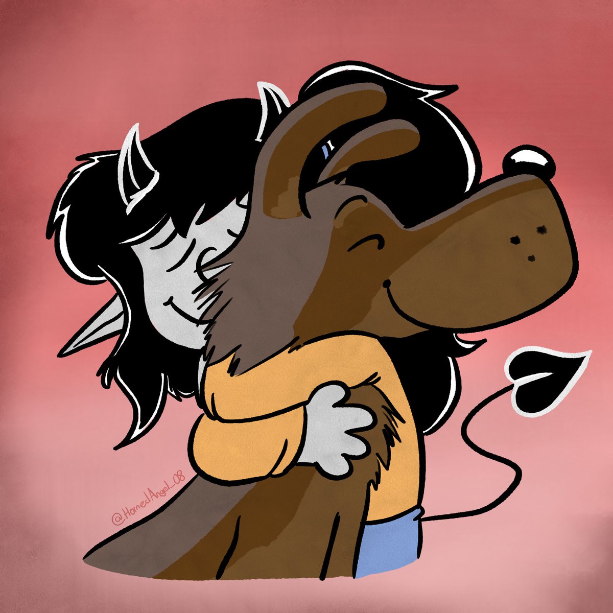 Practicing the Peanuts art style for this cute hug!
#Werewolf #oc #Demon