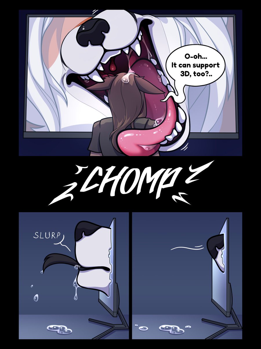 sour_densuke's tweet photo. friendly reminder: buying a huge, expensive monitor comes with certain dangers. such as @Cytharia !

be wary >:)

#sizetwitter #gianttiny #mawshot #voreart #furryart https://t.co/temxrR8myd