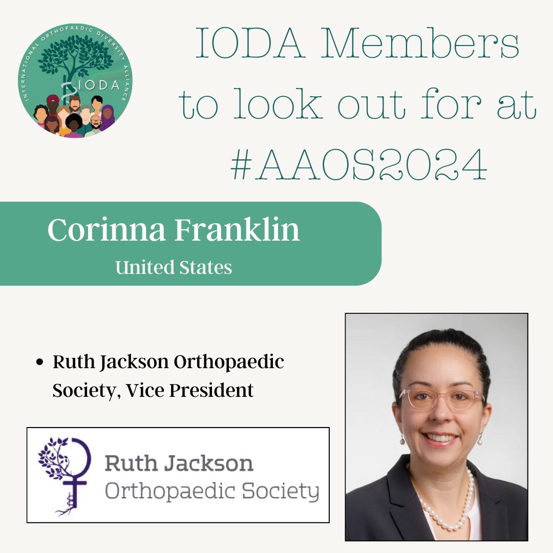International Orthopaedic Diversity Alliance (@orthodiversity) on Twitter photo Look out for IODA member & <a href="/RJOSociety/">Ruth Jackson Orthopaedic Society</a> Vice President <a href="/CFranklinMD/">Corinna C Franklin</a> at #aaos2024 #orthopaedics #diversity Look out for IODA member & <a href="/RJOSociety/">Ruth Jackson Orthopaedic Society</a> Vice President <a href="/CFranklinMD/">Corinna C Franklin</a> at #aaos2024 #orthopaedics #diversity