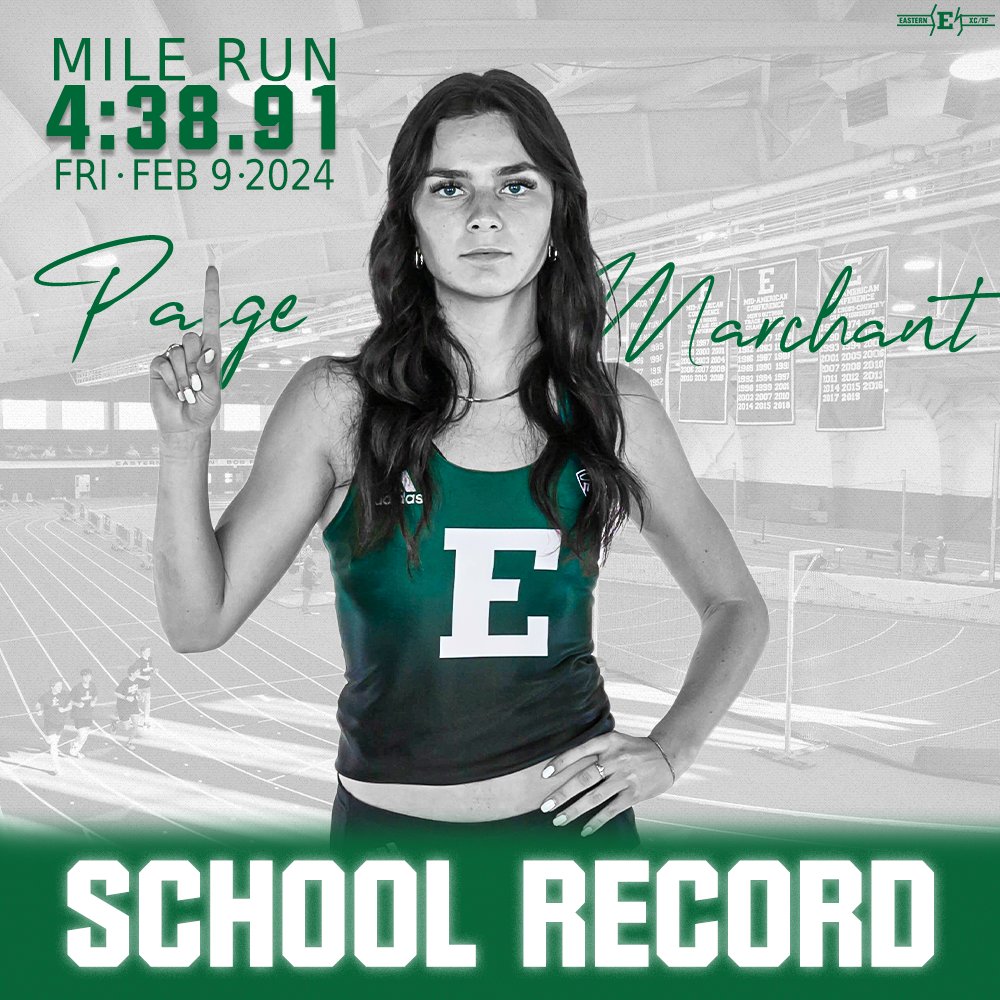 🚨𝗦𝗖𝗛𝗢𝗢𝗟 𝗥𝗘𝗖𝗢𝗥𝗗 𝗔𝗟𝗘𝗥𝗧🚨 Paige Marchant set the women's indoor mile record at the David Hemery Valentine Invite with a time of 4:38.91!🏃‍♀️💨 Her time also marks the fastest women's mile by a U20 Canadian native since 2⃣0⃣0⃣3⃣🤯 #EMUEagles | #ChampionsBuiltHere