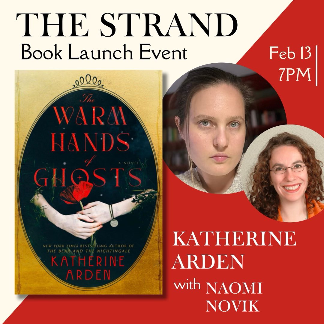 Hello, New Yorkers! 💕💗This Galentine's Day, I'll be celebrating with @arden_katherine at @strandbookstore to launch her 🔥brilliant new book - the haunting & indescribable WARM HANDS OF GHOSTS Join us this TUES. FEB 13 & bring your Palentines😍 Signup: lnk.bio/naominovik