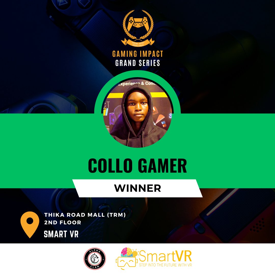 AlphaClan254's tweet photo. Congratulations to @collo_gamer of @ehubgamers, the Winner of the Gaming Impact February Series! 

A well-deserved win for the lad. Collins Ngugi emerges as the first player to earn direct qualification to the Grand Finale in June.

@smart_vr_

#GamingImpact #esportskenya https://t.co/UnyqIoBfTc