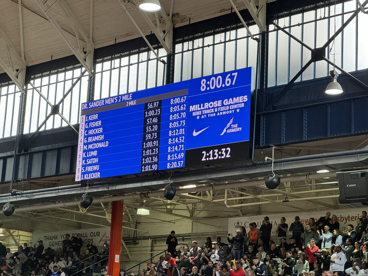 Josh Kerr called his shot more than two months ago and delivered. 8:00.67 world record for the indoor 2-mile at Millrose.