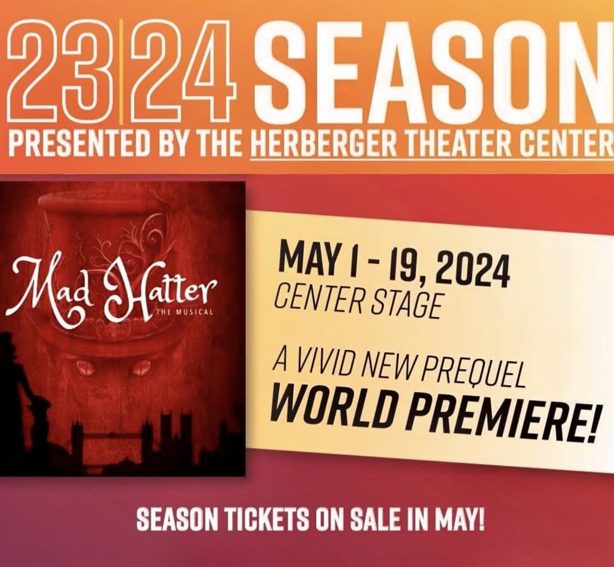Casting for Mad Hatter the Musical is getting into full swing this week in NYC.

Watch out world… it’s finally coming to the stage! 
The journey begins at the Herberger Theater Center in Phoenix, Arizona with 21 performances beginning May 1st, 2024!
#MadHatterTheMusical
