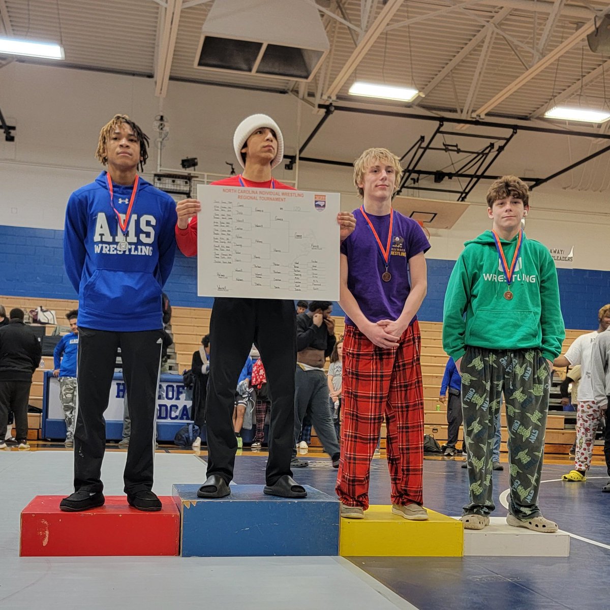 AHSWrestling_'s tweet image. Congratulations to our 4 State Qualifiers! #BulldogPRIDE

@KaineMclendon - 190 lb - 1st
@Charris1624 - 120lb - 2nd
@MilesGregory6 - 285 - 2nd
Armando Popcoa - 132 lb - 3rd