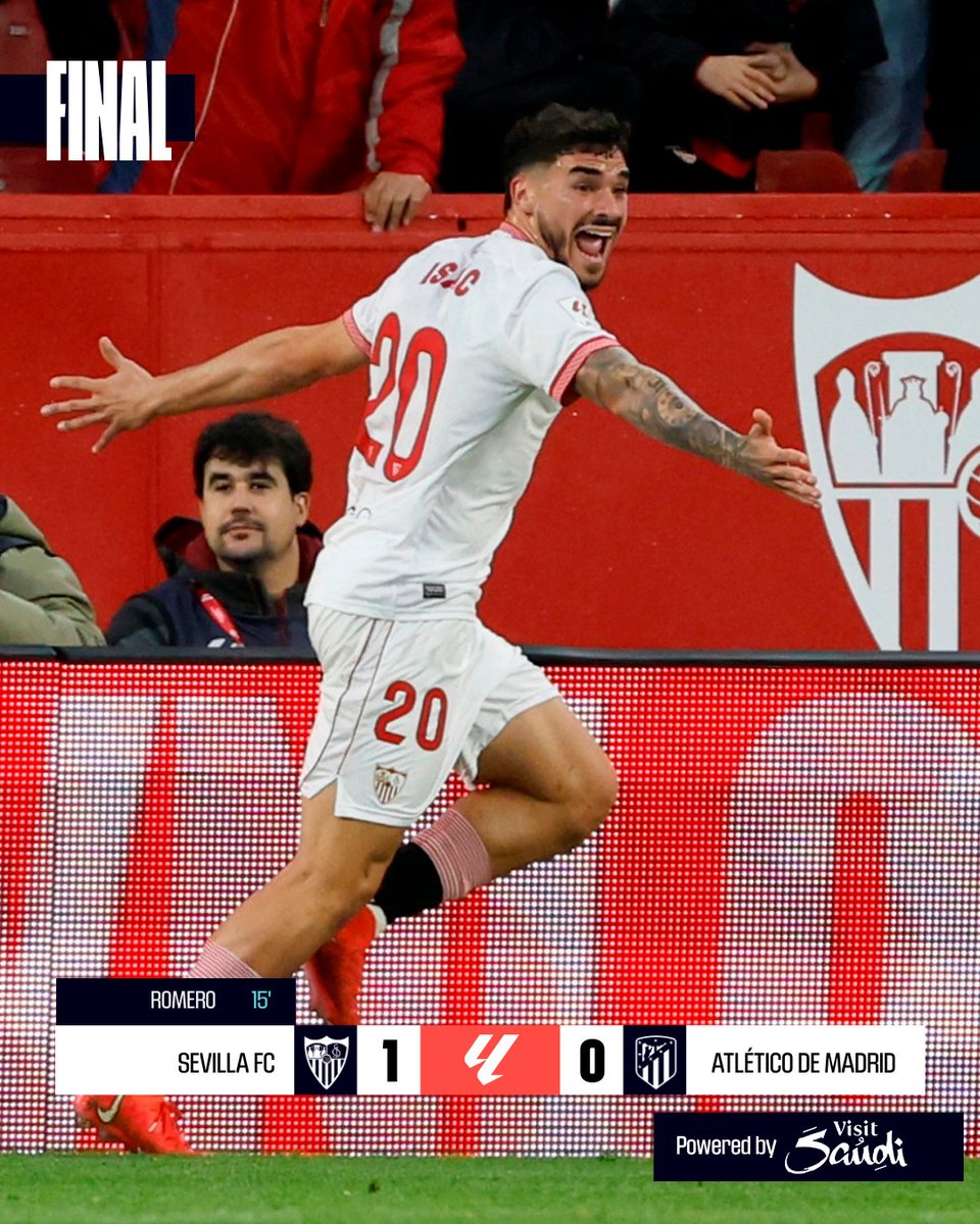FINAL #SevillaFCAtleti 1-0

❤️ ¡El @SevillaFC suma tres puntos en casa!

#LALIGAEASPORTS 
#ResultsByVisitSaudi