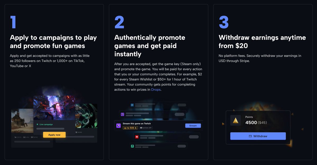 RedDuelist's tweet photo. Why you should join #Dropeme as a Content Creator!
💰 New platform where you can earn by promoting games!
👱 Also for starting Creators! Having 250 followers on Twitch is enough to start.
🏆 Your community can win prizes too.
I've already done over 40 campaigns! https://t.co/gKurZ2RAbO