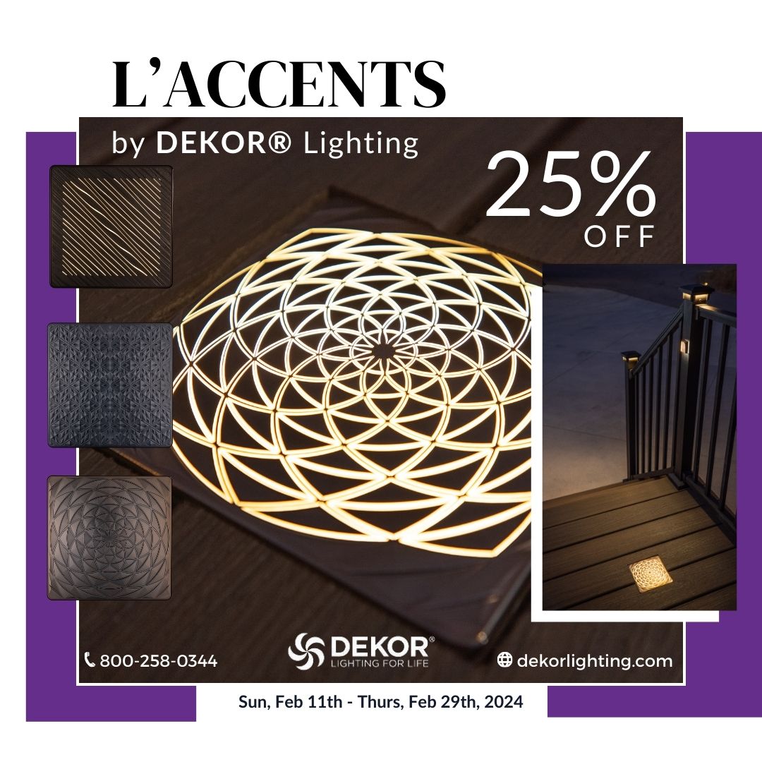 Introducing L'Accents, a premium lighting line that enhances upscale decks and outdoor spaces. Visit dekorlighting.com/laccents/ for more details.