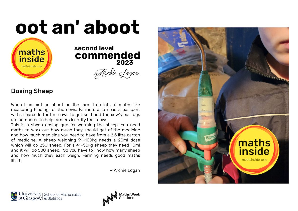 mathsinside's tweet image. *Dosing Sheep* — Archie Logan (P6) @portellenps — Second Level Commended Entry 📸🎉 

@mathsinside #mathsinside #mathsinsideInMotion #maths #PhotoContest #MathsWeekScot @UofGlasgow @UofGMaths_Stats @mathsweekscot @tentivetodetail