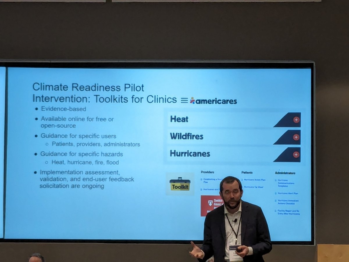 .@caleb_dresser @HarvardCCHANGE presenting the joint @Americares Climate Resilience for Frontline Clinics Toolkit @docsforclimate #climatehealth2024 americares.org/what-we-do/com…