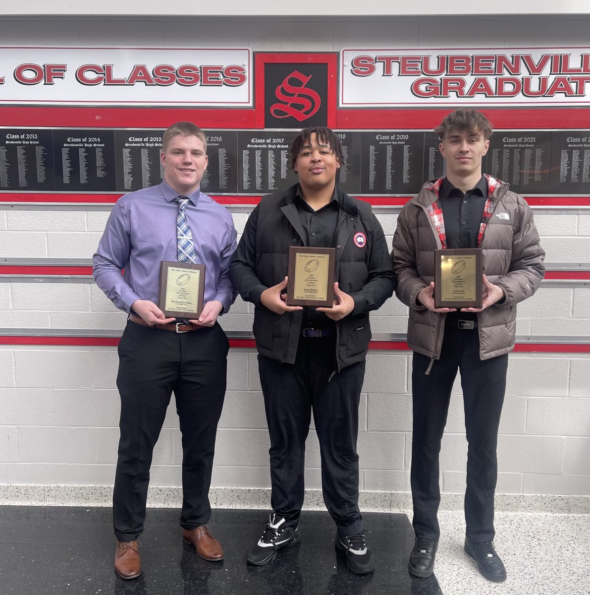 LinslyFootball's tweet photo. Seniors Raymond Kovalesky, Jamie Riedel and Malte Feil were honored at the OVFCA Awards Dinner today in Steubenville for being named 1st Team All-Conference this year. Congratulations, men. https://t.co/pOEiWBiWp4