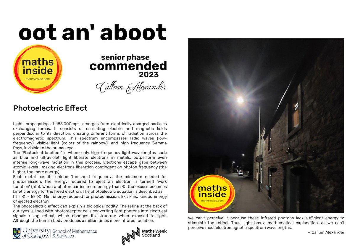 mathsinside's tweet image. *Photoelectric Effect* — Callum Alexander (S6) @kinrosshs — Senior Phase Commended Entry 📸🎉 

@mathsinside #mathsinside #mathsinsideInMotion #maths #PhotoContest #MathsWeekScot @UofGlasgow @UofGMaths_Stats @mathsweekscot @tentivetodetail