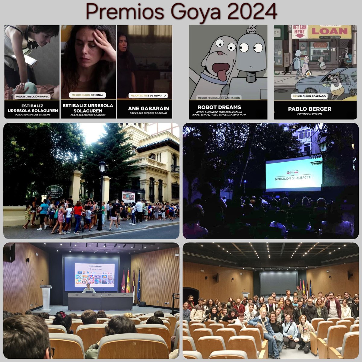 dipualba's tweet photo. 🤓🍿🎬 Cerrando un #FindeDeCine y #Goyas, os trasladamos nuestro orgullo por contribuir a #difundir con @abycine el #CineEspañol😍:
▪︎ acercando al público ‘20.000 especies de abejas’ (3 Goyas)
▪︎ reuniendo a alumn@s de Animación con el productor de ‘Robot Dreams’ (2 Goyas) https://t.co/md8lURnTGW