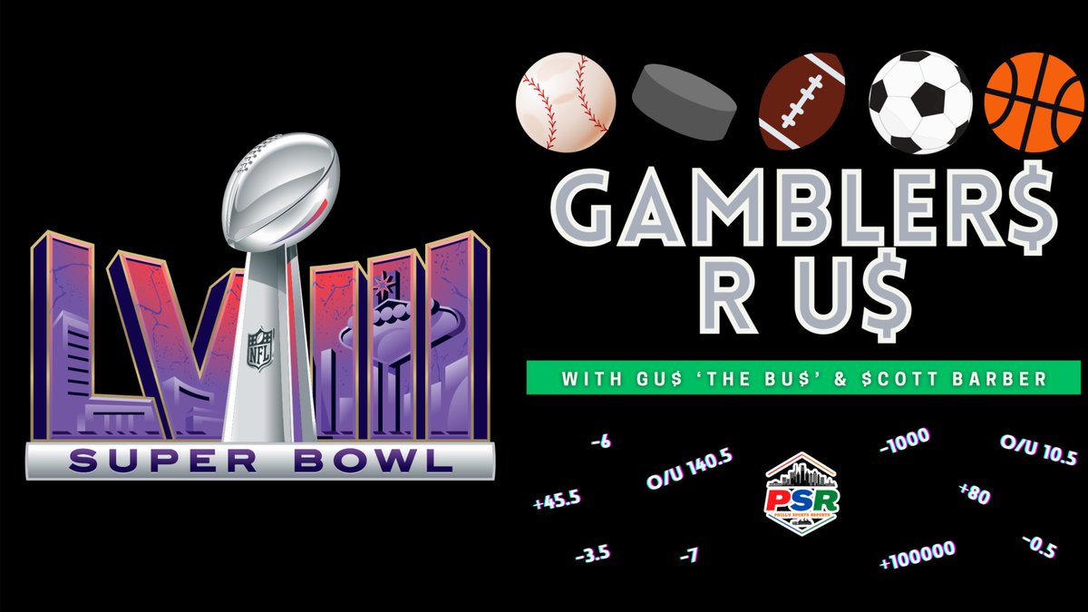 GamblersRUsPSR's tweet photo. 🚨 NEW POD!  

@GusBarberMedia, @scott_barber, and Fat Ninja preview the betting game for #SuperBowlLVIII.

📺: https://t.co/maBDXTPlQp
🎧: https://t.co/BJeiICAZ0Q https://t.co/iNUjjvFt03