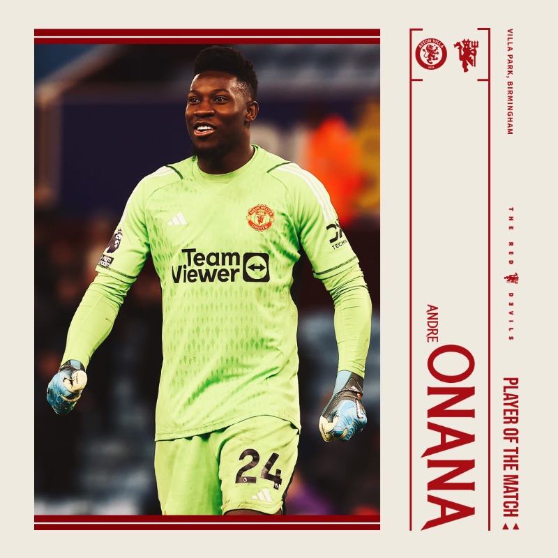 ManUtd's tweet photo. Well played, @AndreyOnana! 🧤 

#MUFC || #AVLMUN