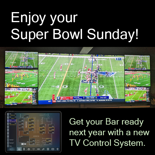 AllonisLLC's tweet photo. Enjoy your Super Bowl Sunday! Think ahead to next year and take a look at our sports bar tv control system.
https://t.co/08RlOQOtdQ
#SuperBowlLVIII #sportsbar #tvcontrolsystem #videowall https://t.co/oCN3896Sp9
