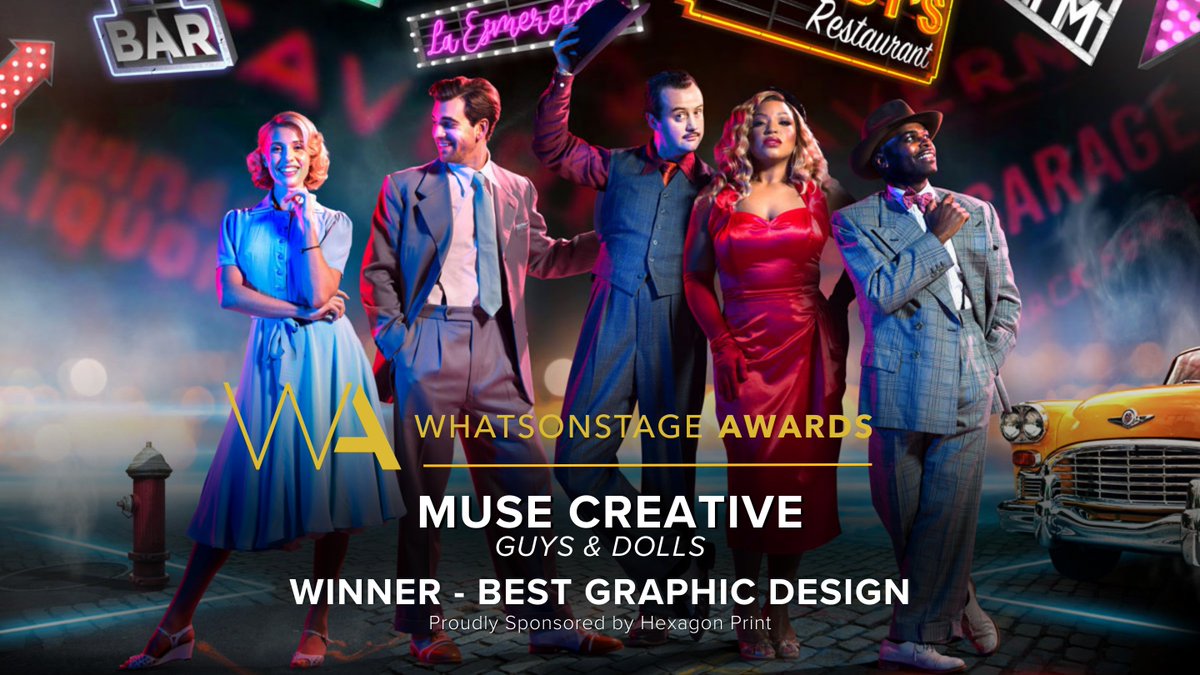 The winner of the WhatsOnStage Award for Best Graphic Design is… @MuseCreativecom for Guys & Dolls at the @_bridgetheatre. 

Find out more: bit.ly/42uQppP