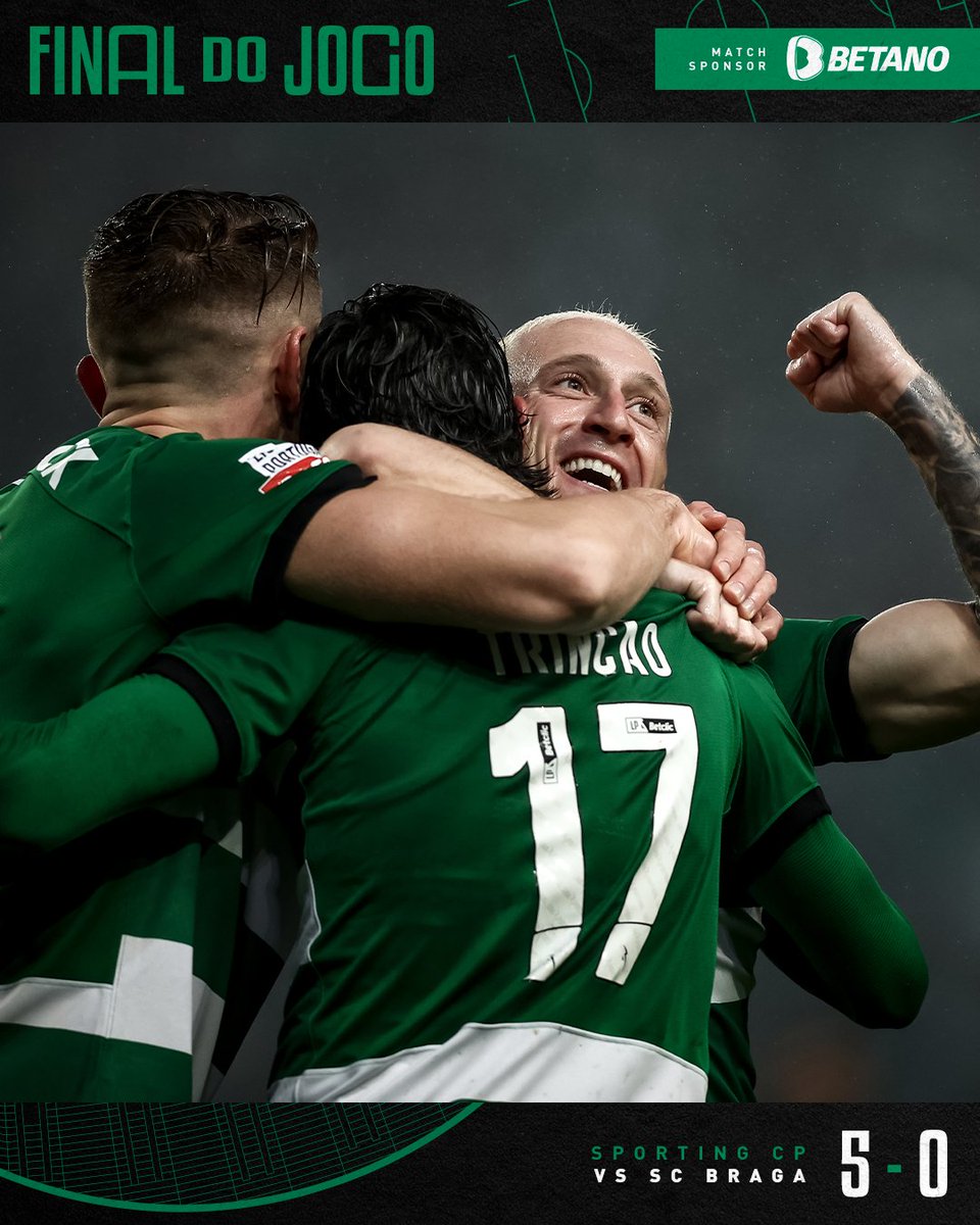 ⏹ EM ALVALADE, MANDA O LEÃO 🦁

Vitória por 5-0, na 21.ª jornada da #LigaPortugal 👏
⚽ Francisco Trincão, Eduardo Quaresma, Viktor Gyökeres, Daniel Bragança e Nuno Santos.
#SCPSCB