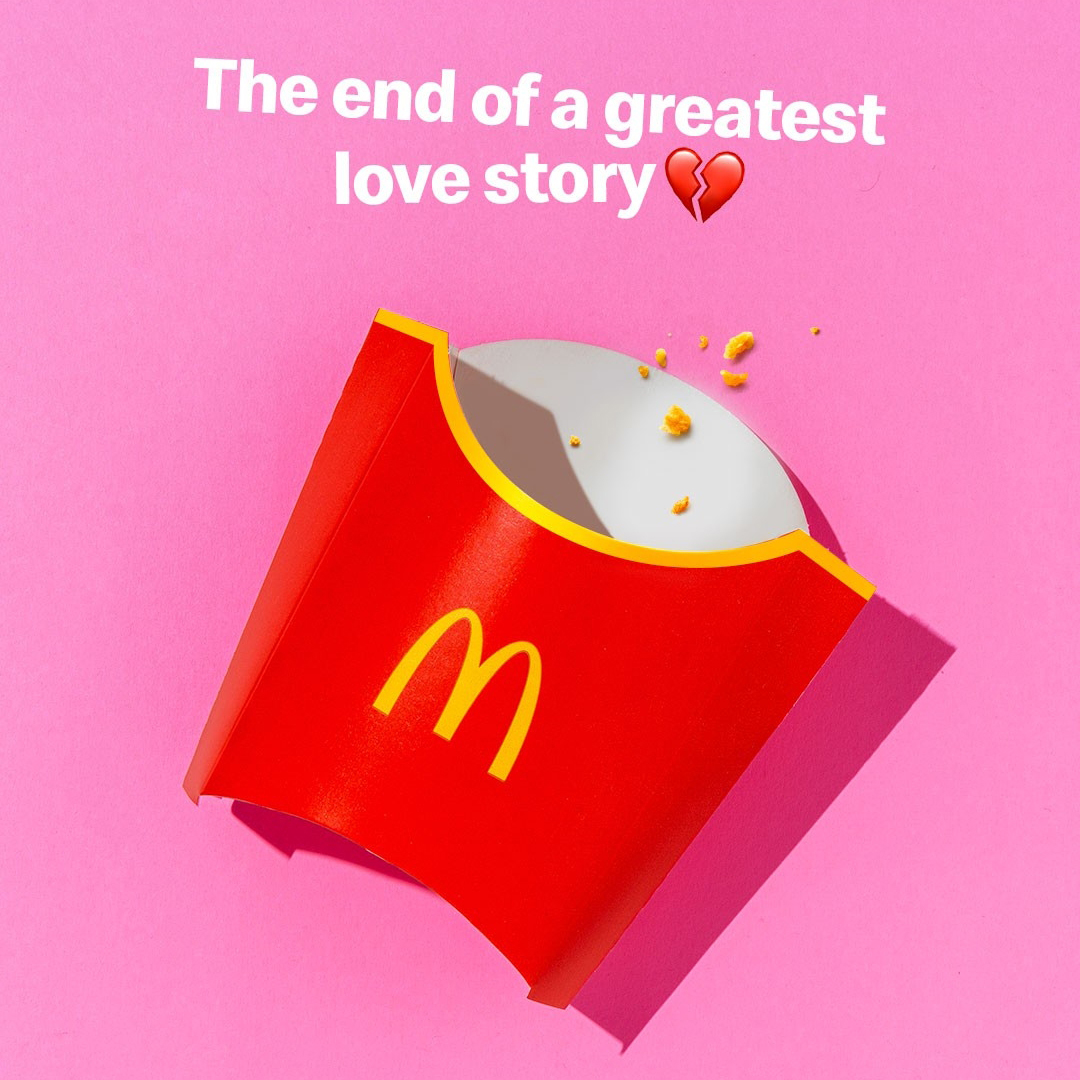 McDGranada's tweet photo. Dime el motivo de vuestra ruptura, sin decirme el motivo de vuestra ruptura 💔

#McDGranada #McDonalds #Granada #SanSolterin https://t.co/3ke9q7RPaU