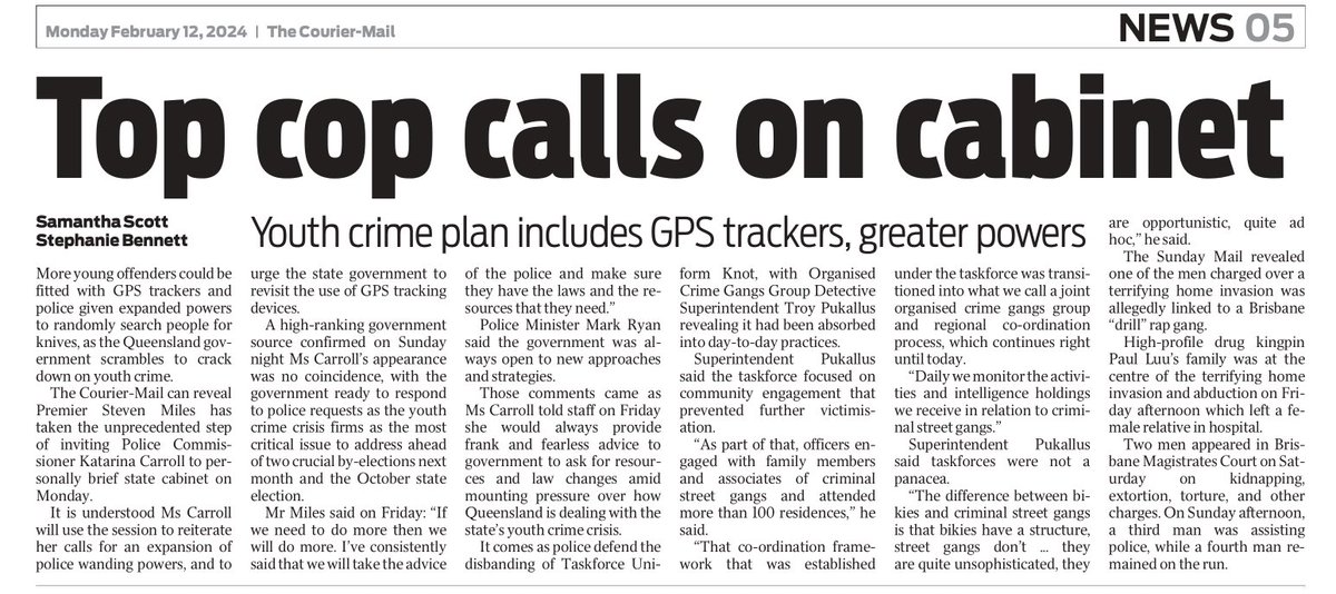 Are you kidding? After years of escalating crime, and tragedy after tragedy, today will be the first time the Police Commissioner provides a briefing to cabinet! 10 years in government and bereft of ideas #qldpol
