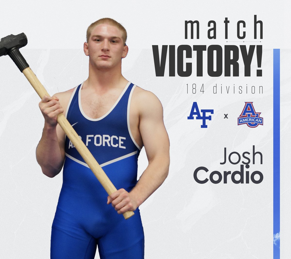AF_Wrestle's tweet photo. Josh Cordio looked MEAN in his collegiate dual debut, posting a commanding 14-4 major decision over Caleb Beaty! That's Cordio's 12th win this season! GO FALCONS!! #FlyFightWin https://t.co/9tDTw7SxXs