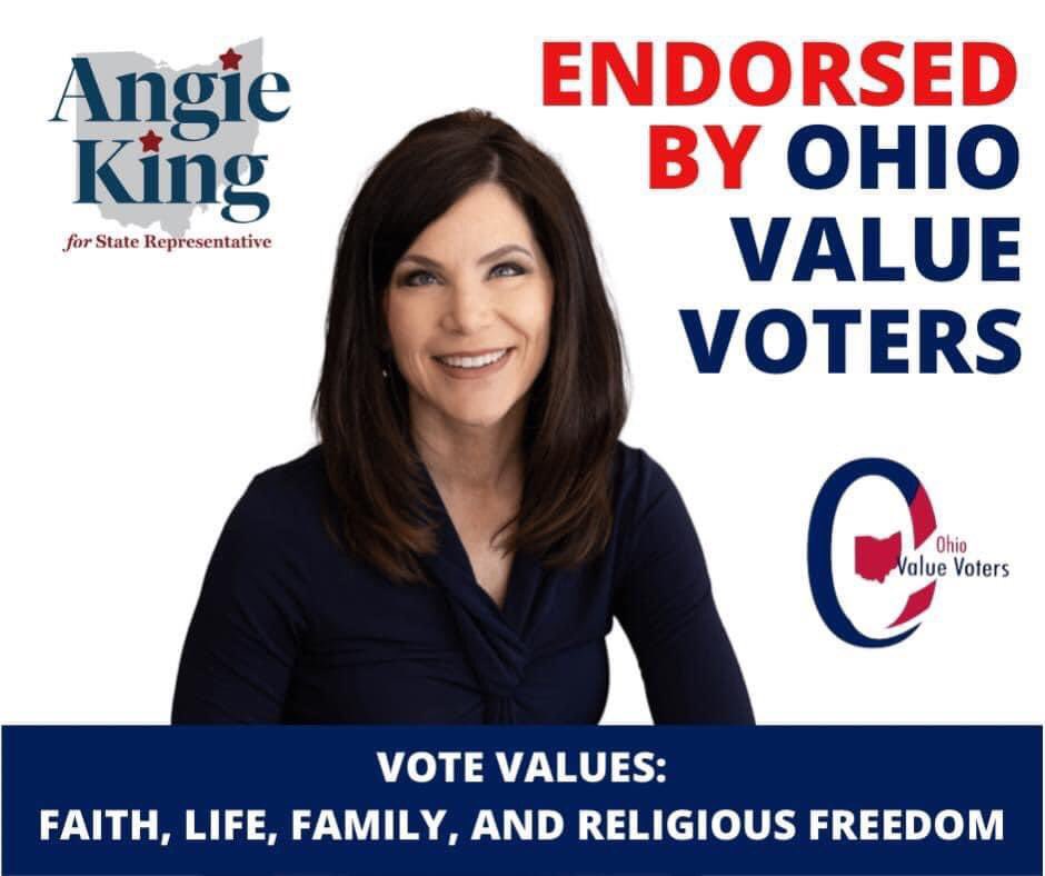 AngieNadineKing's tweet photo. It’s an honor to be endorsed by Ohio Value Voters for my re-election campaign and to be recognized as a fighter for FAITH, FAMILY, and FREEDOM.🇺🇸 https://t.co/iGlf4oYLdK
