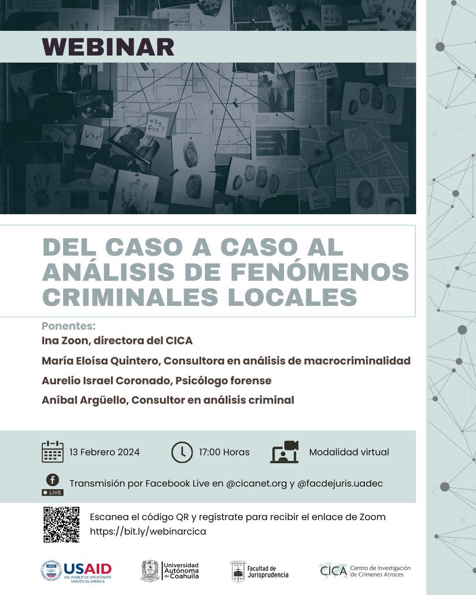 CICANET_'s tweet photo. La complejidad de los fenómenos criminales en México representa un reto para el sistema de seguridad y justicia, por tal es relevante adoptar enfoques novedosos en análisis e investigación criminal

Conoce sobre estos enfoques en este webinar👇

Registro:https://t.co/IZMFNRHhU9 https://t.co/RNeXjWipkI