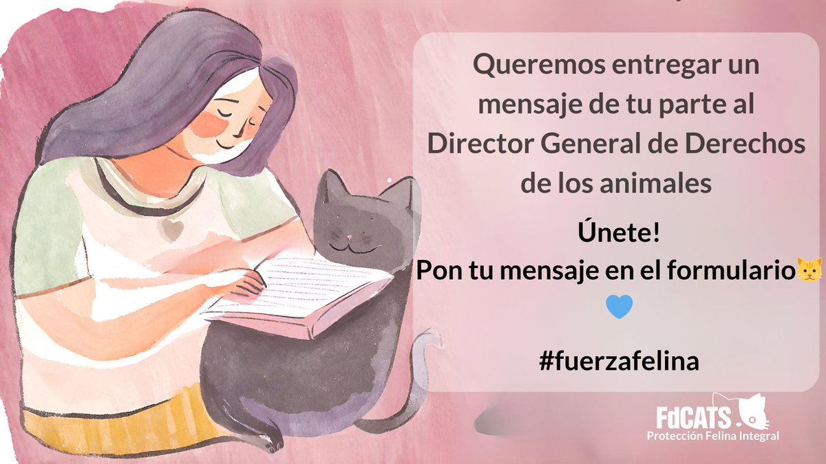 ✉️ Mensaje de tu parte al Director General de Derechos de los Animales
🐱Rellena el formulario y deja tu mensaje para que las futuras decisiones en la gestión de la población felina se basen en la ética y la protección de los gatos.
🗣️Somos #FuerzaFelina! forms.gle/UkaBsZY1jR1CZN…