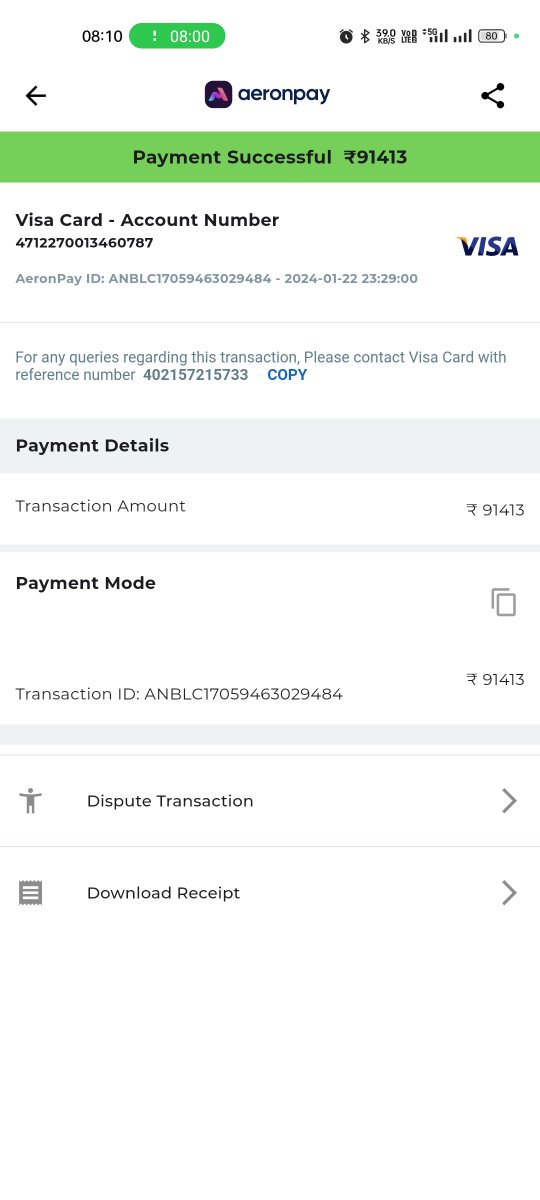 arpeaks's tweet photo. @AeronPay more than 20 days gone, still my transaction id ANBLC17059463029484, worth Rs91,413, is not settled yet, because of this i am incurring daily huge fine, please charge back my card on immediate basis. Enclosed screenshot FYR &amp; NA. https://t.co/J93hTKDNGG