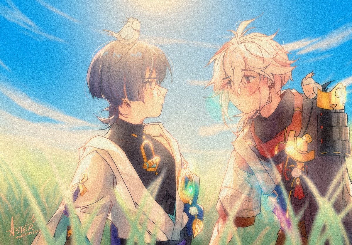 ykuanzuu's tweet photo. sorry if this isn't my best work. i have a concussion.
also i have turned 18. my childhood days are over 🙁
#genshinimpact #原神 #枫散 #kazuscara #kazuha #scaramouche https://t.co/eeHHZEDMyk