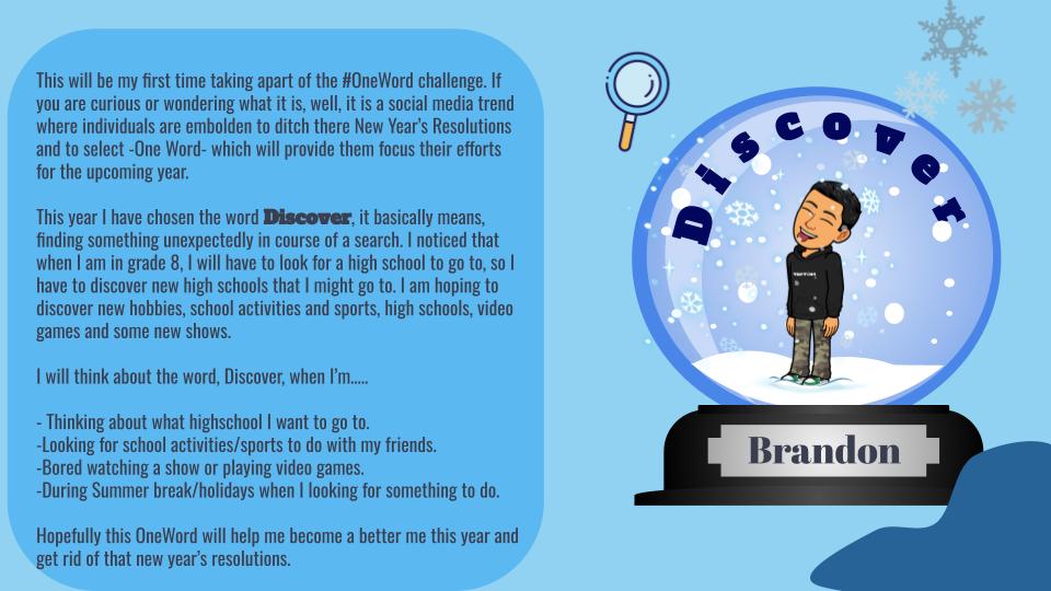 Mr_H_Teacher's tweet image. #HClass23 used the Snow Globe
@shapegramsto share their #OneWord24   

We investigated introductions and conclusions #TheButton &amp;amp; set ourselves up for success in 2024 with a #OneWord

Full set here
bit.ly/3wbk8rH