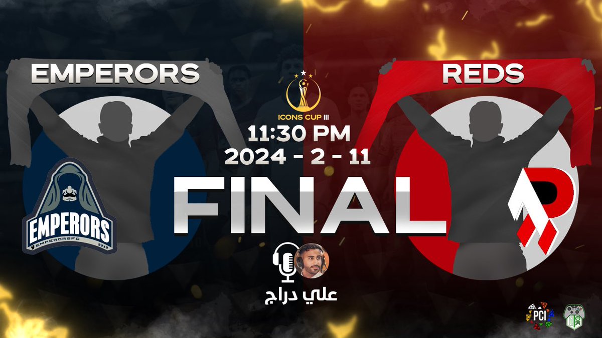 ProClubIcons's tweet photo. P r o C l u b I c o n s ⚡

🏆 T h e  F i n a l e  O f  #ICONSCUPIII⚡️ 

@EMPERORSFC  🆚 @VuN_Esport 

📆 | 2024 - 2 - 11
🏟️ | THE FINAL
🕚 | 11:30 PM
🎙️ | @3li_Darraj 
📺 | [https://t.co/iTxGrtFmI6]

{https://t.co/nfFVGlSSPT}

🖌️ | @11RM11 ⚡️

#ICONSCUPIII⚡️ | #كاس_الايكونز3⚡️ https://t.co/NoR2eTlVCj