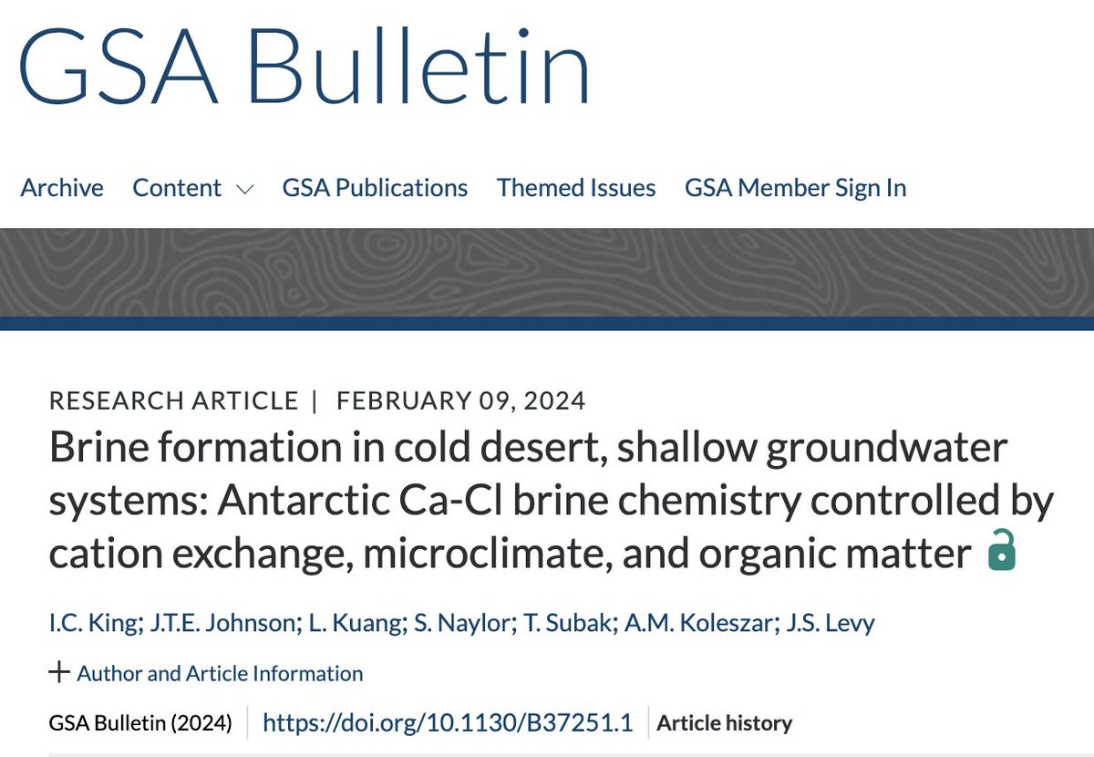 Into soil brines, chemical weathering, #Antarctica, or the future of soil development at the poles? Check out @colgateuniv alum Izzy King's new work just out in GSA Bulletin! bit.ly/49OIiaf