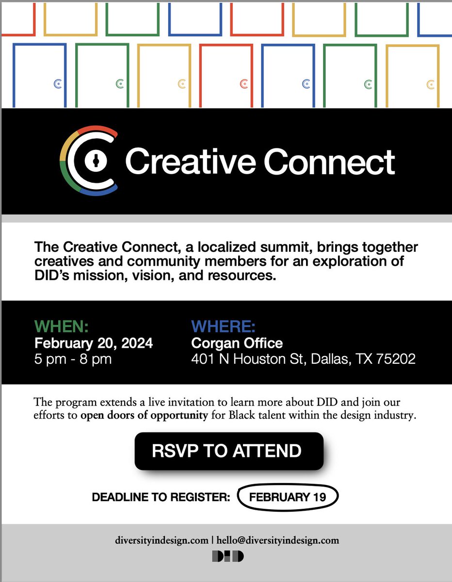 SherryHuss's tweet photo. Join me &amp; colleagues from DID (https://t.co/TMPHNQaDxt), @FreemanCo for an evening in Dallas called Creative Connect. 

This is a Diversity in Design localized summit that brings together creatives and community members for an exploration of DID’s mission, vision, and resources https://t.co/xZsN9Hx0IY