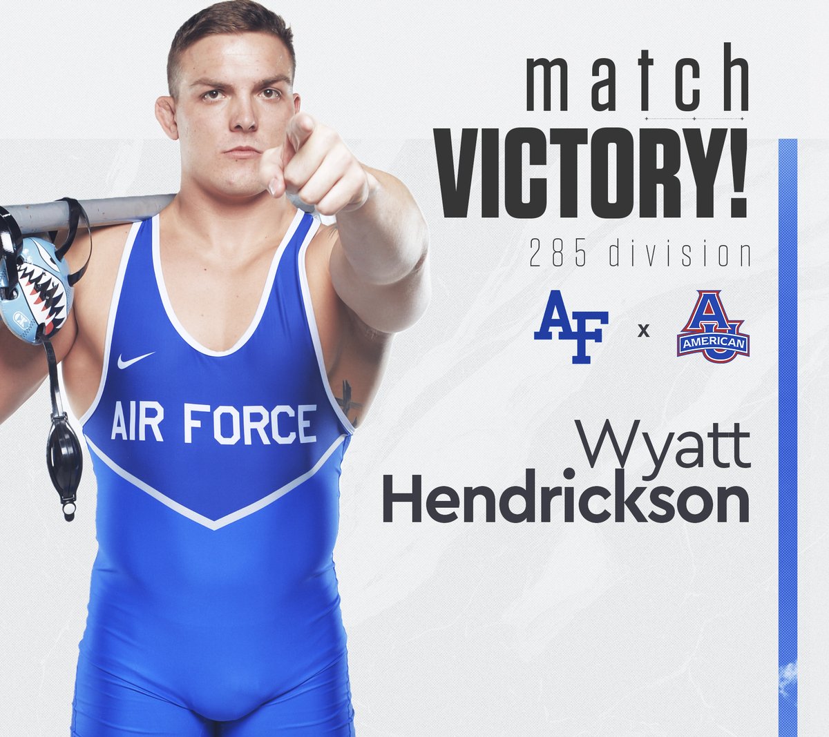 AF_Wrestle's tweet photo. No. 2 Wyatt Hendrickson hammers the final nail with a pin (2:58) over #33 William Jarrell!  Falcons take the dual, 33-11!

FUN FACTS!
⚡️19-0 on the season
⚡️13 pins in 18:02
⚡️Leads the nation in falls
⚡️Looks kind of mean, but in fact is a really nice guy

#FlyFightWin https://t.co/E8XY61Gvpx