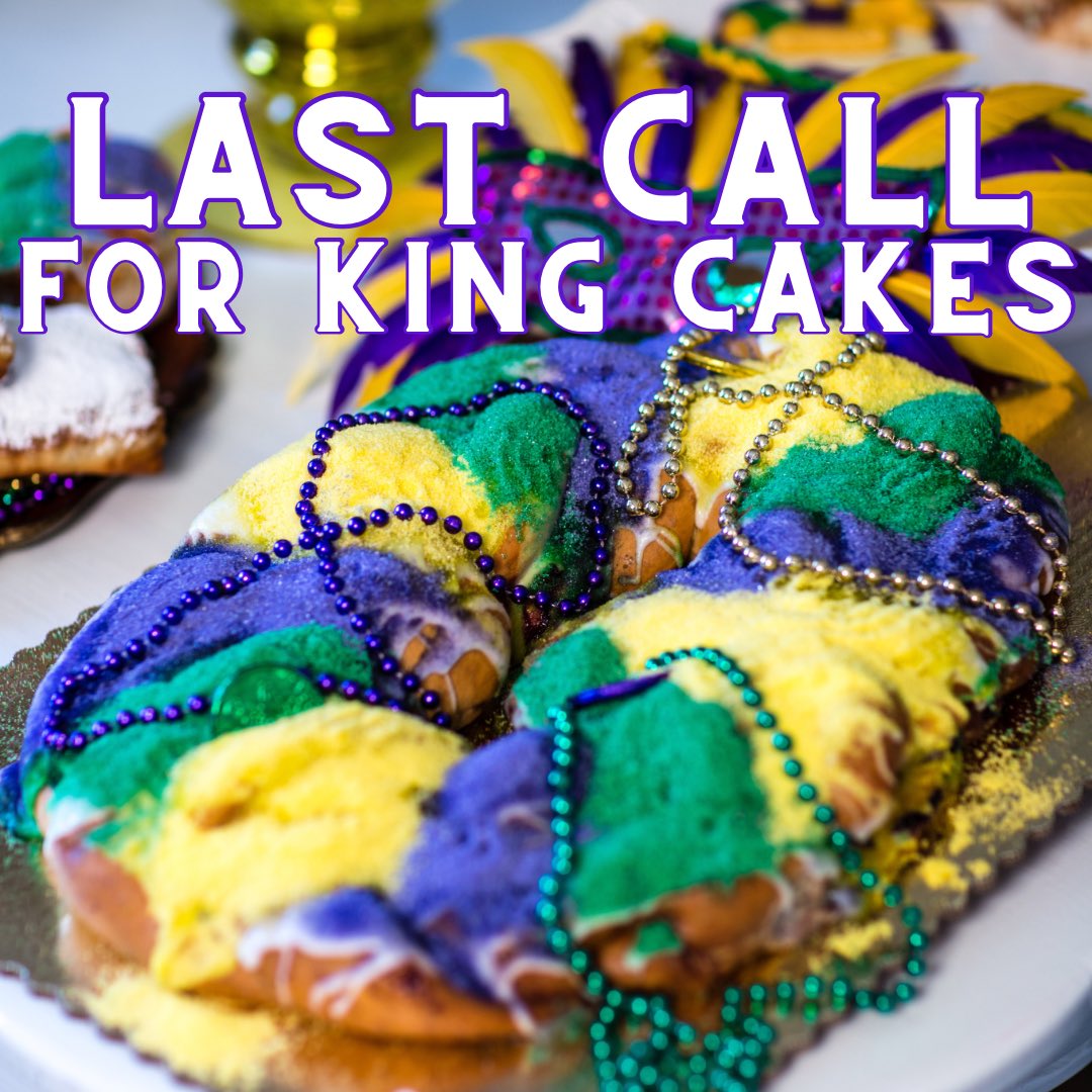 LAST CALL FOR KING CAKE ORDERS 📣

We will be be taking online orders (merrittsbakery.com) until 3pm today so you’ve only got about 30 more minutes to place your order for Fat Tuesday! 

If you’re seeing this later - don’t panic! We will still have LOTS available for walk-in
