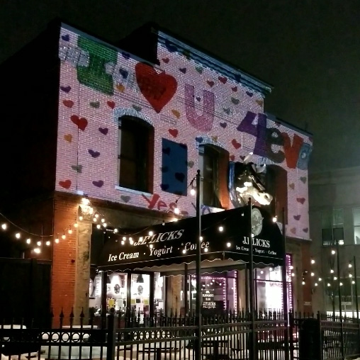 JP_CentreSouth's tweet photo. We are still accepting submissions for the #valentines show on the J.P. Licks building! Send a #messageoflove for just $10 (all proceeds go to Rosie's Place). Details at https://t.co/oLKV8fTNJN (link from bio) #jamaicaplain #projectionshow #valentinesday https://t.co/lL3oGoonV9