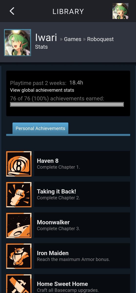 I've resurfaced on twitter to report that my Roboquest addiction is over, as I've now done my first 100% as a VTuber. I'm thinking of doing Hollow Knight next!