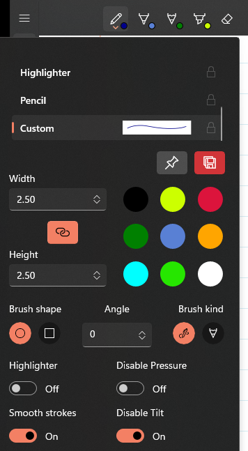 Mixturify's tweet photo. @xiaofang23333 Hi, actually Inkodo is not compatible with WinUI3, but I don't think will change a lot :) Some pens have indeed pressures, if you need a specific pen with pressure enabled, you can create it from under the first pen flyout. https://t.co/qkgHJLM8Si