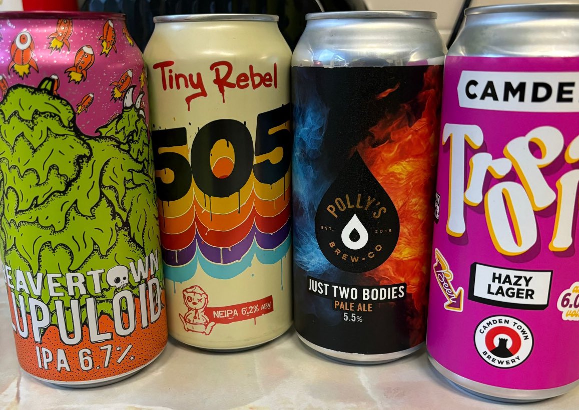 Highly recommended. #CraftBeer #drinkcraftbeer #craftbeernotcrapbeer #beavertown #pollysbrewery #tinyrebel #camdentown #ipa #paleale #neipa #lager